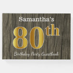 [ Thumbnail: Rustic, Faux Gold 80th Birthday Party; Custom Name Guest Book ]