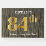[ Thumbnail: Rustic, Faux Gold 84th Birthday Party; Custom Name Guest Book ]