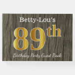 [ Thumbnail: Rustic, Faux Gold 89th Birthday Party; Custom Name Guest Book ]