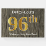 [ Thumbnail: Rustic, Faux Gold 96th Birthday Party; Custom Name Guest Book ]