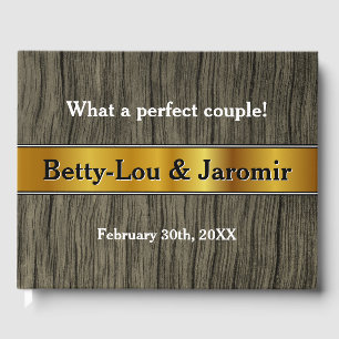 Rustic Faux Gold Look Matrimony Guestbook