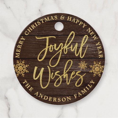 Rustic  Faux Gold Modern PHOTO Christmas Holiday Favor Tags