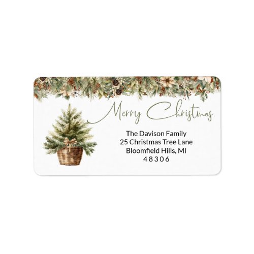 Rustic faux grainsack holiday Christmas Tree  Label
