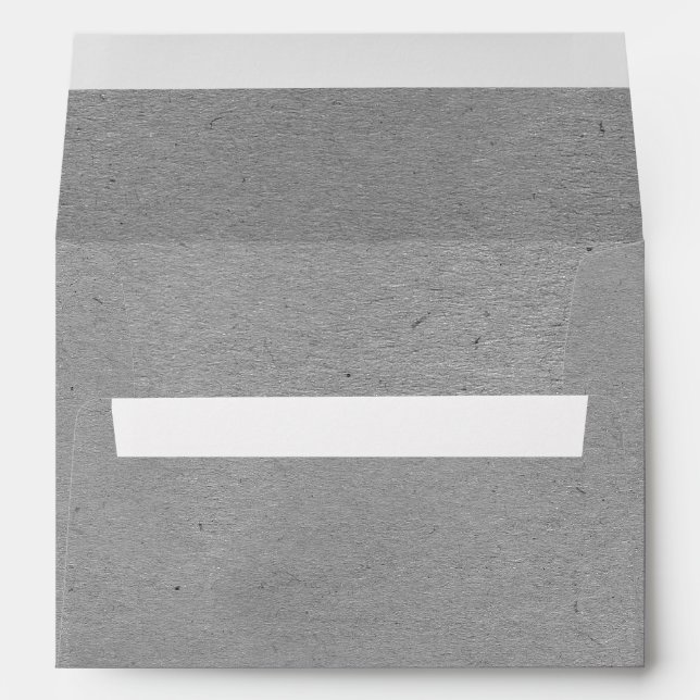 Rustic Faux Gray Kraft Paper Grain Pattern Envelope (Back (Bottom))