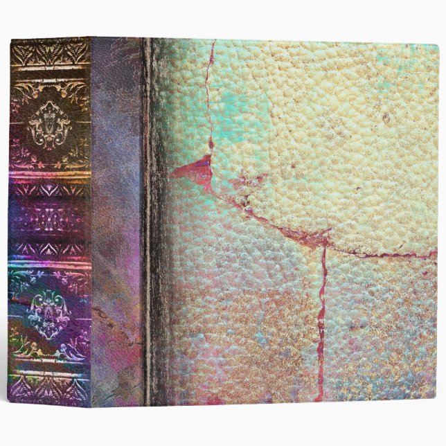 Rustic Faux Iridescent Moleskine Ancient Tome 3 Ring Binder (Front/Spine)