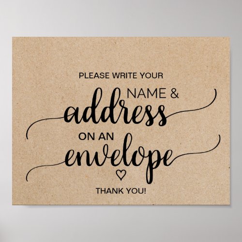Rustic Faux Kraft Address An Envelope Sign
