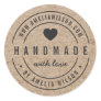 Rustic Faux Kraft Bold Handmade With Love Heart Classic Round Sticker