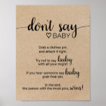 Rustic Faux Kraft Calligraphy Don&#39;t Say Baby Sign at Zazzle