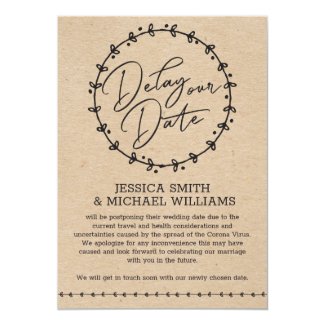 Rustic Faux Kraft Corona Virus Delay the Date Card