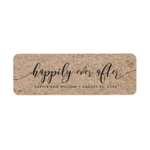 Rustic Faux Kraft Happily Ever After Wedding Favor Label