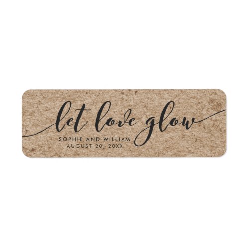 Rustic Faux Kraft Let Love Glow Wedding Favor Label