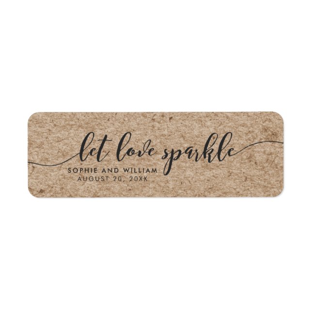 Rustic Faux Kraft Let Love Sparkle Wedding Favor Label (Front)