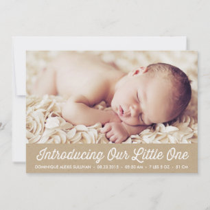 Rustic Faux Kraft Paper Baby Photo Birth Announcement