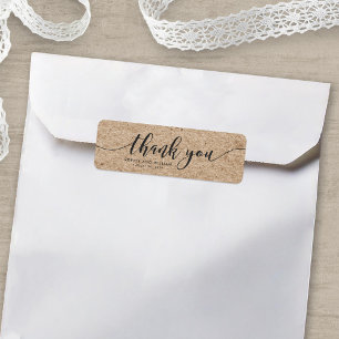 Rustic Faux Kraft Script Thank You Wedding Favor Label
