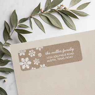 Rustic Faux Kraft Snowflakes Address Labels