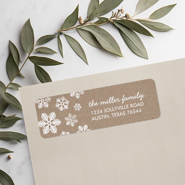 Rustic Faux Kraft Snowflakes Address Labels (Creator Uploaded)