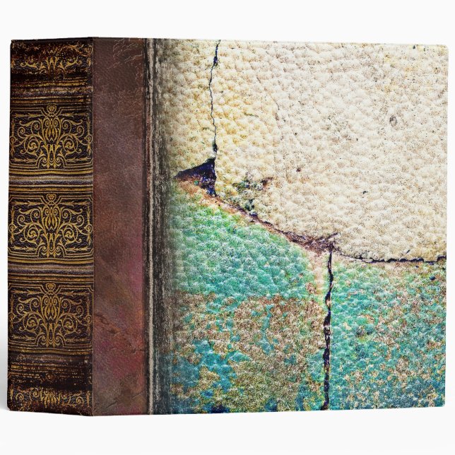 Rustic Faux Leather and Moleskine 3 Ring Binder (Front/Spine)