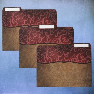 Rustic Faux Leather Brown Red Swirl