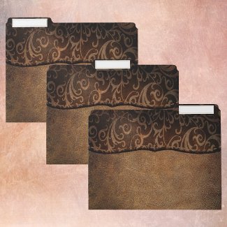 Rustic Faux Leather Brown Swirl