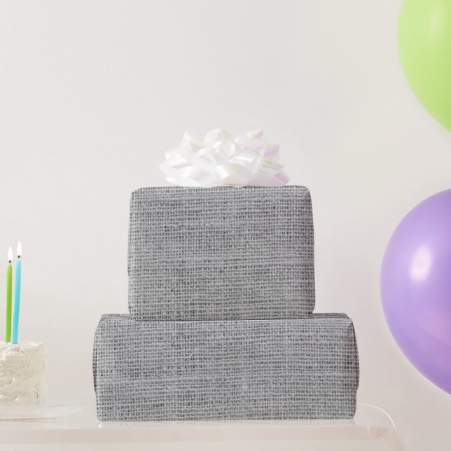 Rustic Faux Light Gray Burlap Texture Wrapping Paper (Party Gifts)