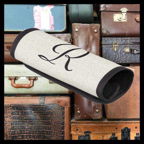 Rustic Faux Off White Burlap Monogram Bag Luggage Handle Wrap