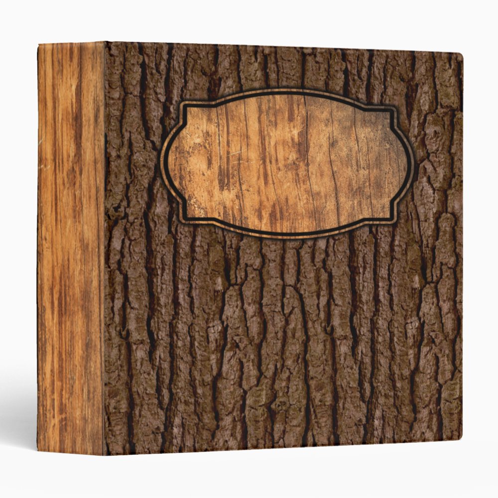 Rustic Faux Piece of Wood Grain Tree Bark 3 Ring Binder