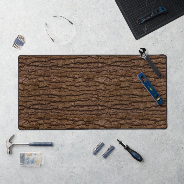 Rustic Faux Piece of Wood Grain Tree Bark Desk Mat (Workstation)
