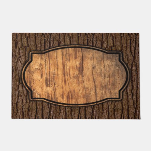 Rustic Faux Piece of Wood Grain Tree Bark Doormat