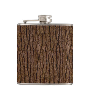 Rustic Faux Piece of Wood Grain Tree Bark Flask