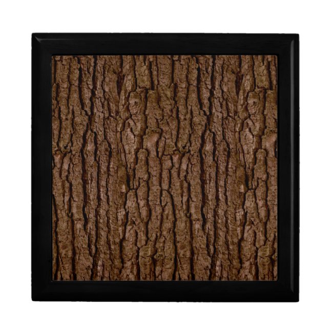 Rustic Faux Piece of Wood Grain Tree Bark Gift Box (Front)