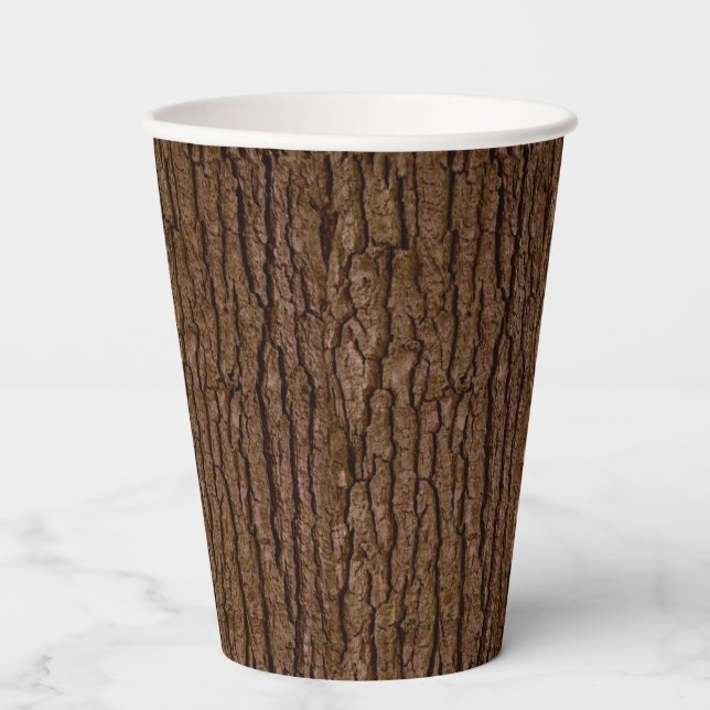 Rustic Faux Piece of Wood Grain Tree Bark Paper Cups (Front)