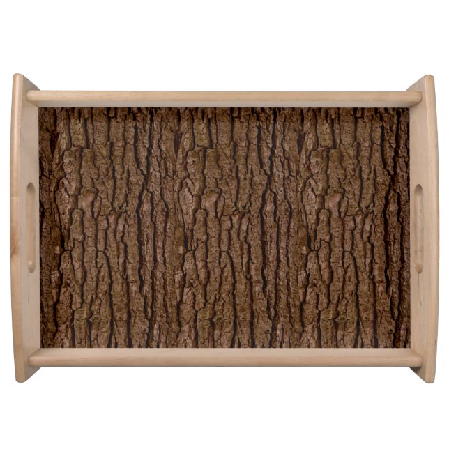 Rustic Faux Piece of Wood Grain Tree Bark Serving Tray (Front)