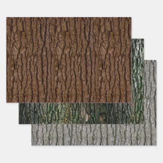 Rustic Faux Piece of Wood Grain Tree Bark Wrapping Paper Sheets