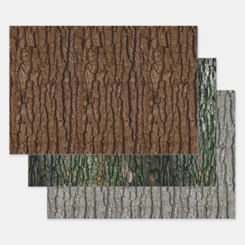 Rustic Faux Piece of Wood Grain Tree Bark Wrapping Paper Sheets