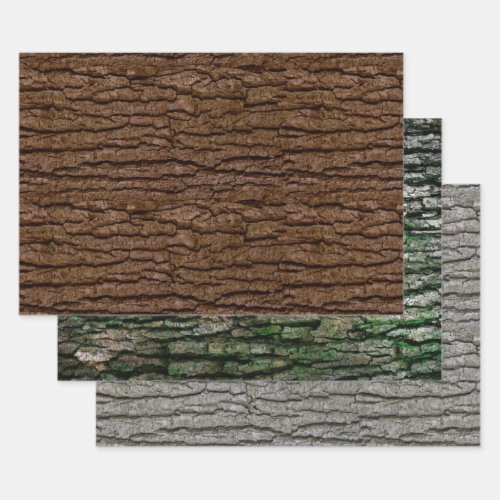 Rustic Faux Piece of Wood Grain Tree Bark Wrapping Paper Sheets