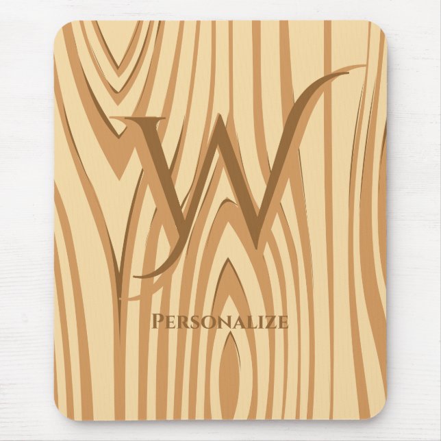 Rustic Faux Stained Brown Wood Personalized Custom Mouse Pad (Front)