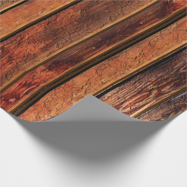 Rustic Faux Vintage Wood Wrapping Paper (Corner)