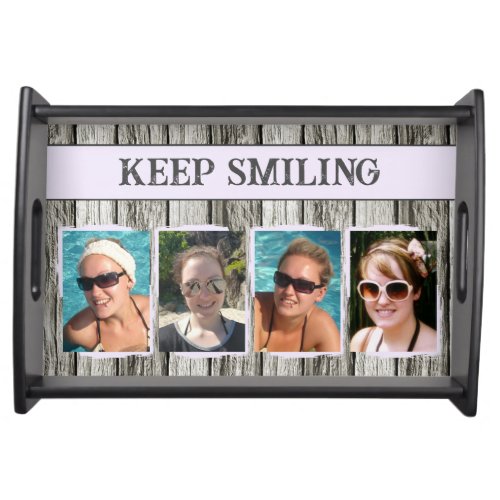 Rustic faux wood 4 photos lilac grey serving tray