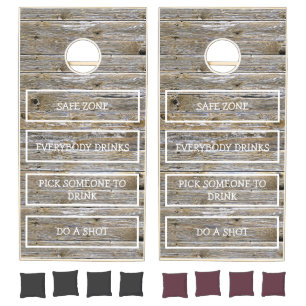 Rustic Faux Wood Drinking Rules Outdoors Game