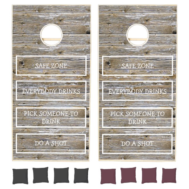 Rustic Faux Wood Drinking Rules Outdoors Game (Set)