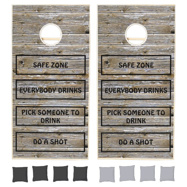 Rustic Faux Wood Drinking Rules Outdoors Game (Set)