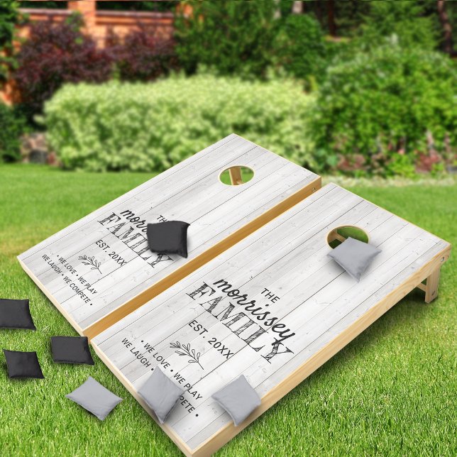 Rustic Faux Wood Family Name Fun Cornhole Set (Rustic Faux Wood Family Name Fun Cornhole Set)