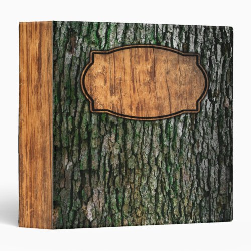 Rustic Faux Wood Grain Tree Bark Moss 3 Ring Binder