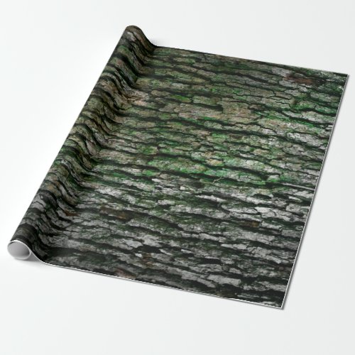 Rustic Faux Wood Grain Tree Bark Moss Wrapping Paper