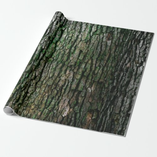 Rustic Faux Wood Grain Tree Bark Moss Wrapping Paper