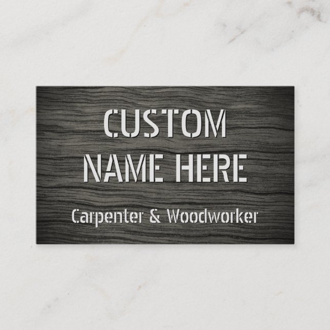 Rustic Faux Wood Look Carpenter / Woodworker Business Card (Front)