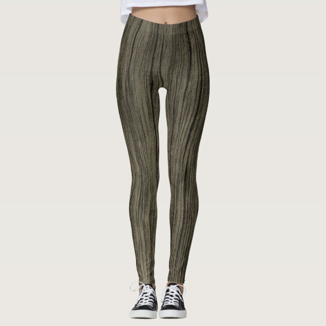 Rustic Faux Wood Look Pattern Leggings (Front)