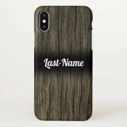 Rustic Faux Wood Look Pattern w/ Custom Name iPhone X Case
