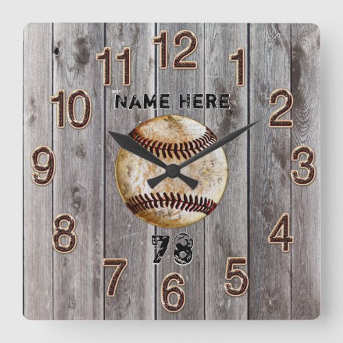 Rustic faux Wood Personalized Baseball Clock