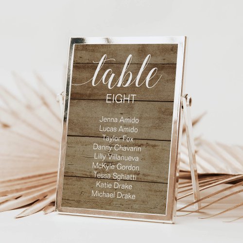 Rustic Faux Wood Wedding Seating Chart Cards